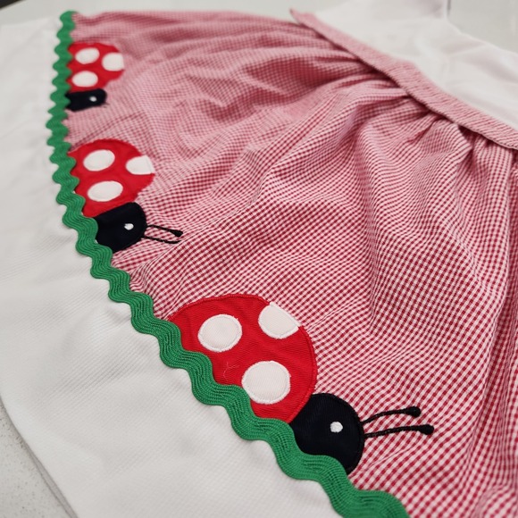 Vintage Class Club Baby Size 18 Months Red White Picnic Summer Ladybug Dress - Picture 3 of 13